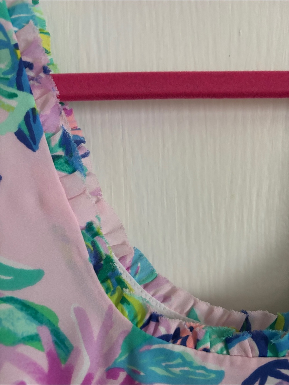 Lilly Pulitzer Floral Tank Top - Pink Multicolor Size M Lined with Ruffled Edge - Picture 4 of 5